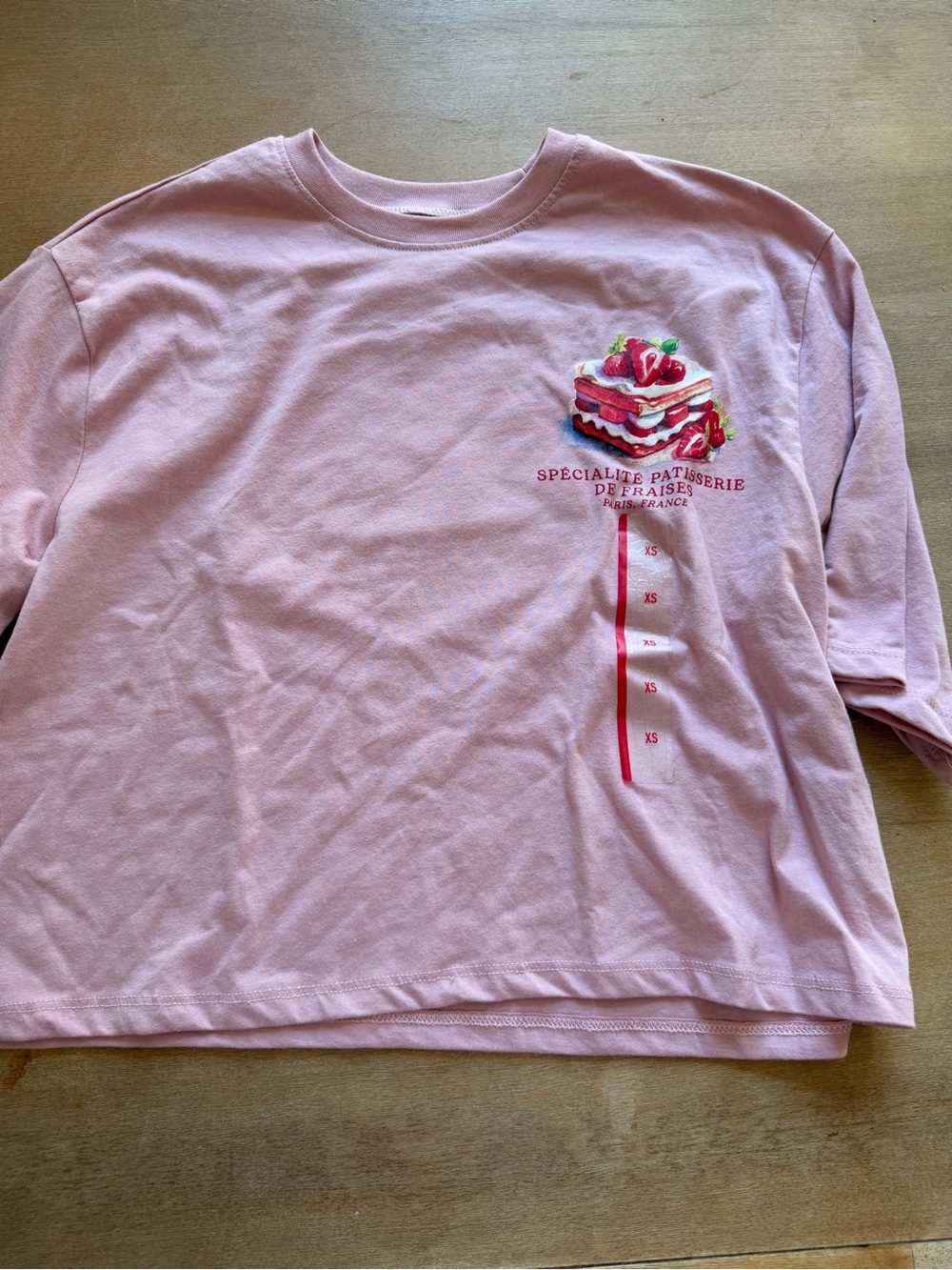 Modern Lux Pink Short Sleeve Tee with Strawberry Cake Graphic